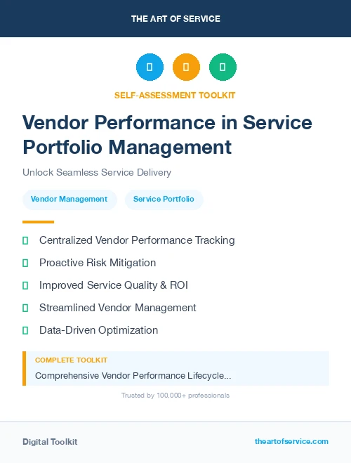 Vendor Performance in Service Portfolio Management