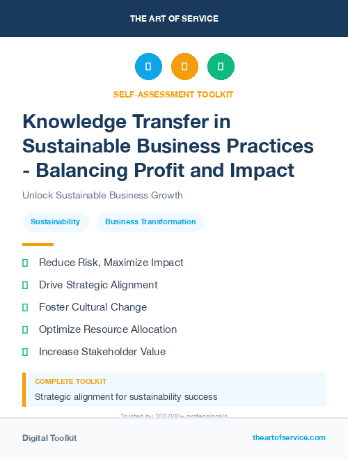Knowledge Transfer in Sustainable Business Practices - Balancing Profit and Impact