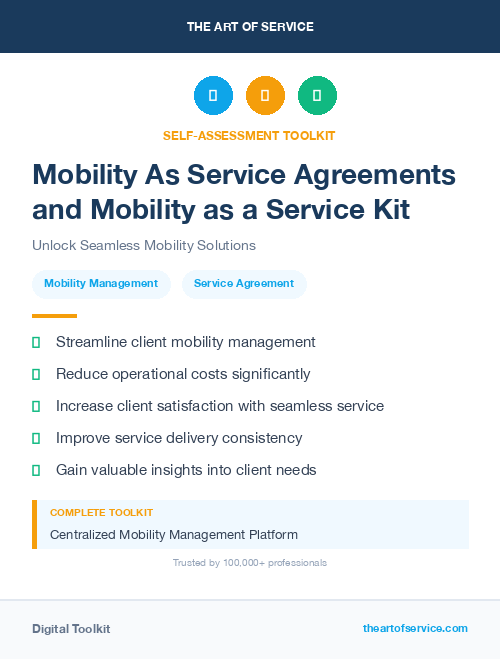 Mobility As Service Agreements and Mobility as a Service Kit