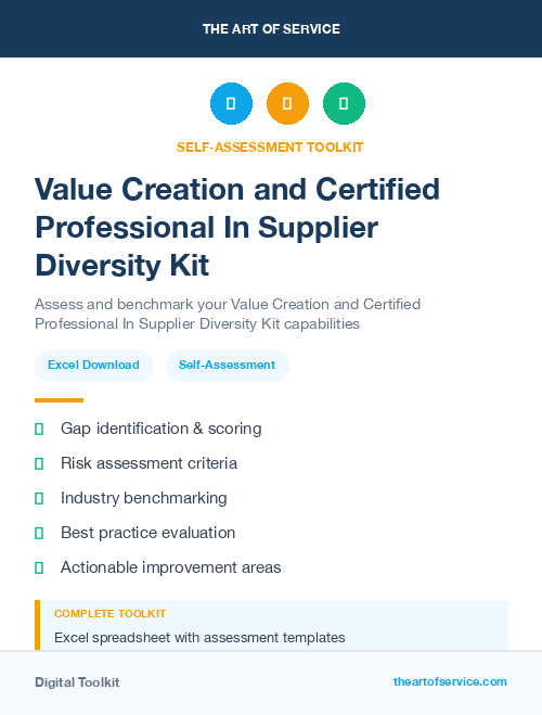 Value Creation and Certified Professional In Supplier Diversity Kit