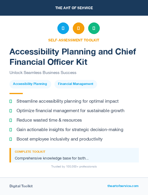 Accessibility Planning and Chief Financial Officer Kit