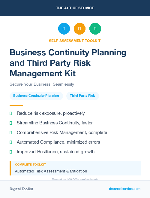 Business Continuity Planning and Third Party Risk Management Kit