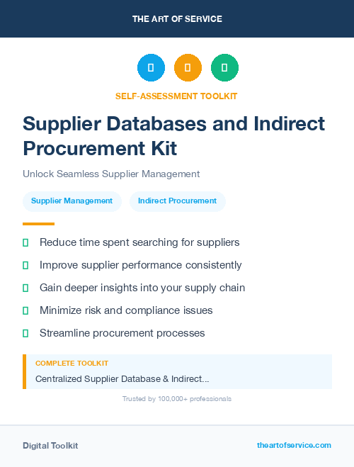 Supplier Databases and Indirect Procurement Kit