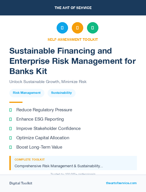 Sustainable Financing and Enterprise Risk Management for Banks Kit