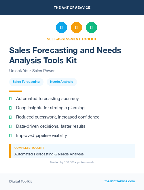 Sales Forecasting and Needs Analysis Tools Kit