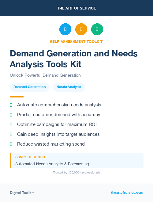 Demand Generation and Needs Analysis Tools Kit