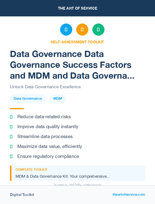 Data Governance Data Governance Success Factors and MDM and Data Governance Kit