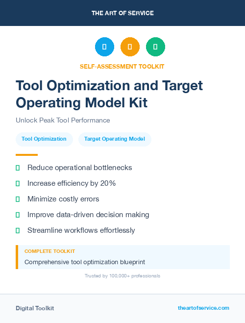 Tool Optimization and Target Operating Model Kit
