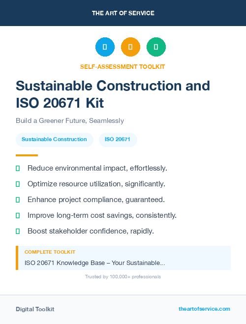 Sustainable Construction and ISO 20671 Kit