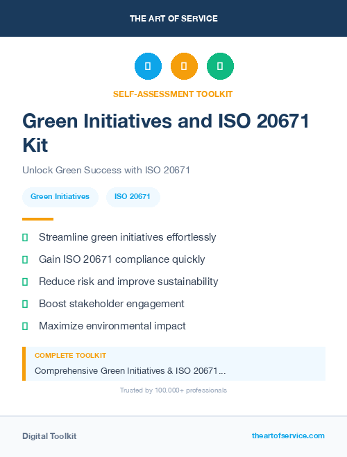 Green Initiatives and ISO 20671 Kit