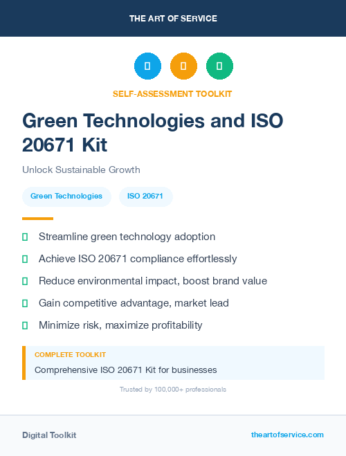 Green Technologies and ISO 20671 Kit