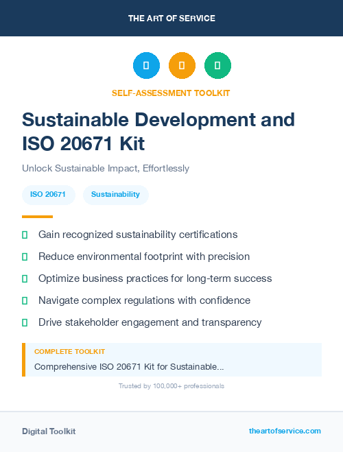 Sustainable Development and ISO 20671 Kit