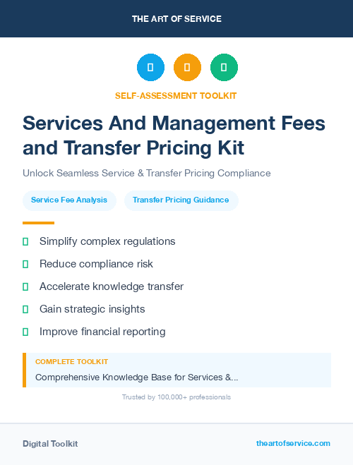 Services And Management Fees and Transfer Pricing Kit