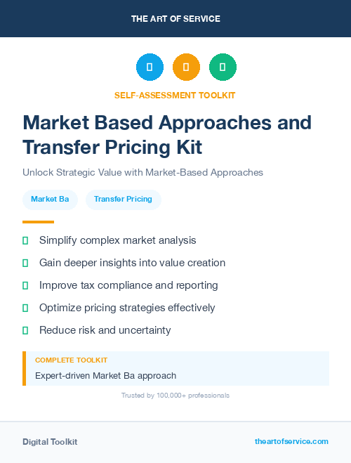Market Based Approaches and Transfer Pricing Kit