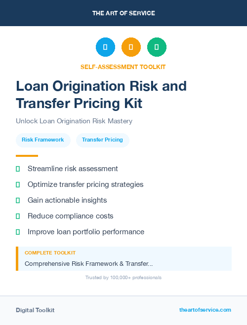 Loan Origination Risk and Transfer Pricing Kit