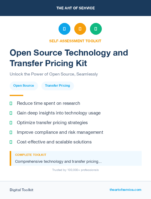 Open Source Technology and Transfer Pricing Kit