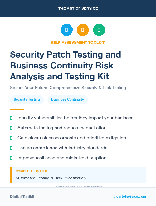 Security Patch Testing and Business Continuity Risk Analysis and Testing Kit