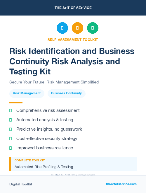 Risk Identification and Business Continuity Risk Analysis and Testing Kit
