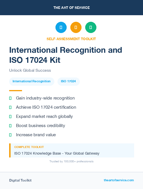 International Recognition and ISO 17024 Kit