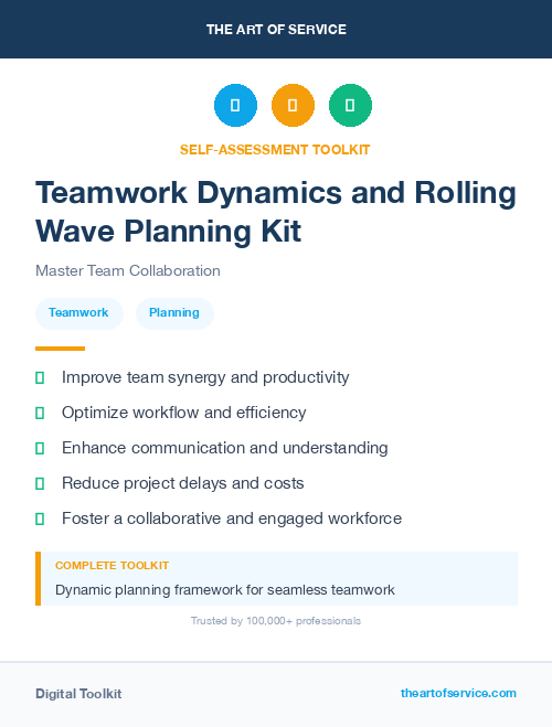 Teamwork Dynamics and Rolling Wave Planning Kit