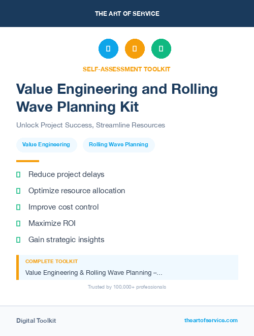 Value Engineering and Rolling Wave Planning Kit