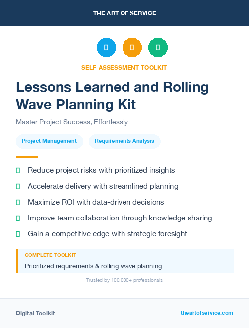 Lessons Learned and Rolling Wave Planning Kit