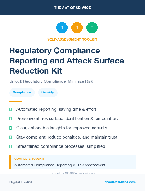 Regulatory Compliance Reporting and Attack Surface Reduction Kit