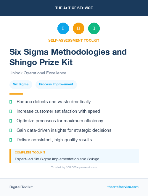 Six Sigma Methodologies and Shingo Prize Kit