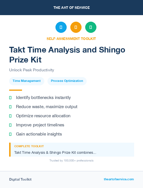 Takt Time Analysis and Shingo Prize Kit