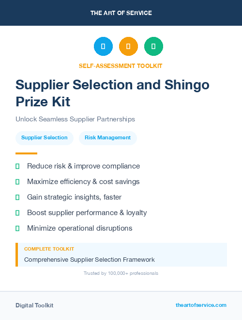 Supplier Selection and Shingo Prize Kit