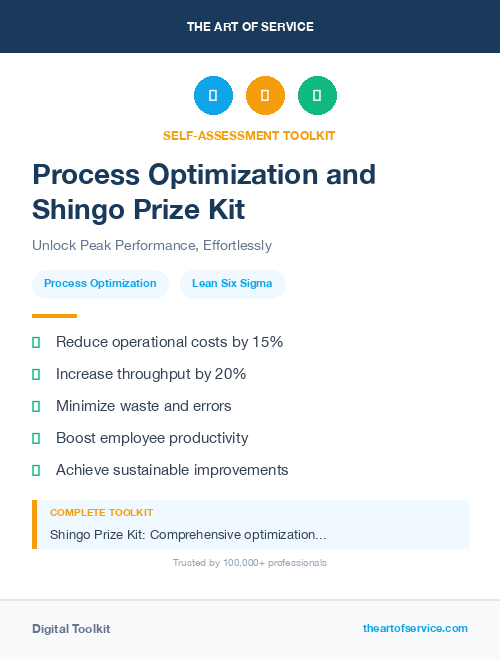 Process Optimization and Shingo Prize Kit