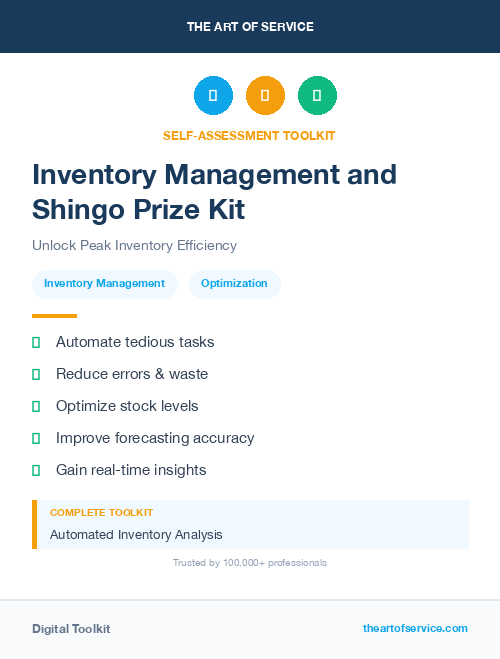 Inventory Management and Shingo Prize Kit