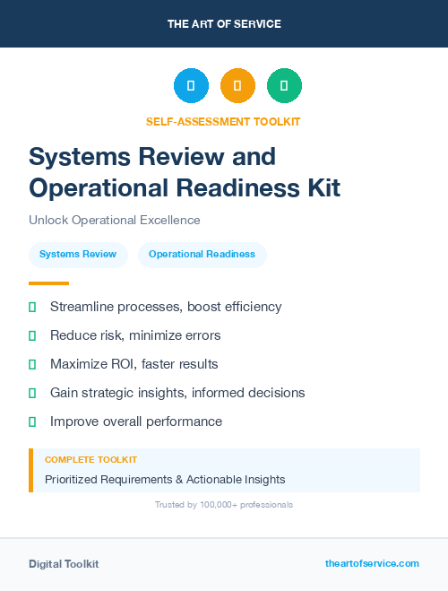 Systems Review and Operational Readiness Kit