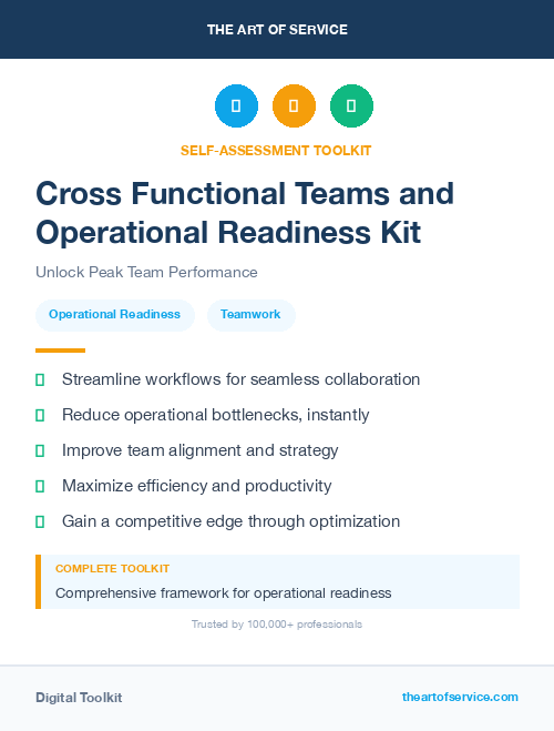 Cross Functional Teams and Operational Readiness Kit