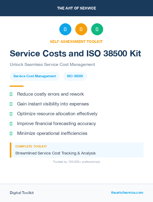 Service Costs and ISO 38500 Kit