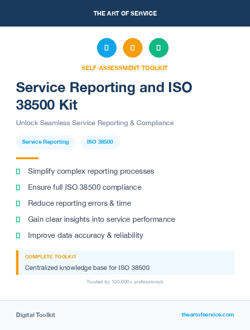 Service Reporting and ISO 38500 Kit