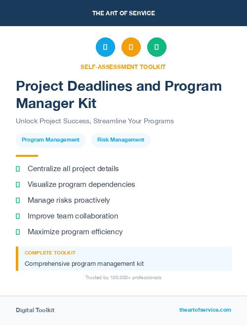 Project Deadlines and Program Manager Kit