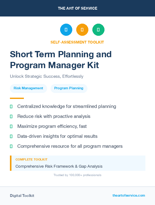 Short Term Planning and Program Manager Kit