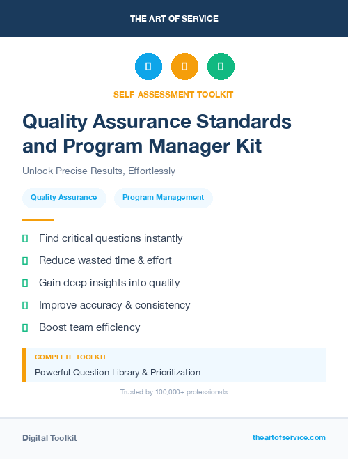 Quality Assurance Standards and Program Manager Kit