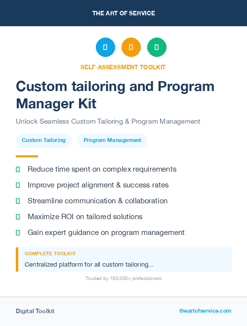 Custom tailoring and Program Manager Kit
