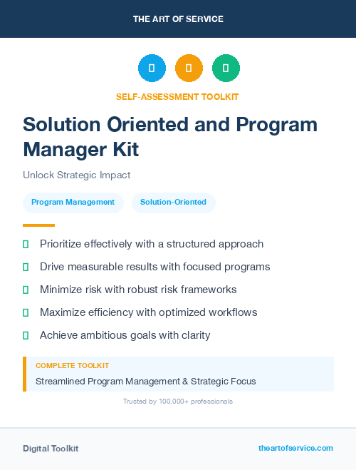 Solution Oriented and Program Manager Kit