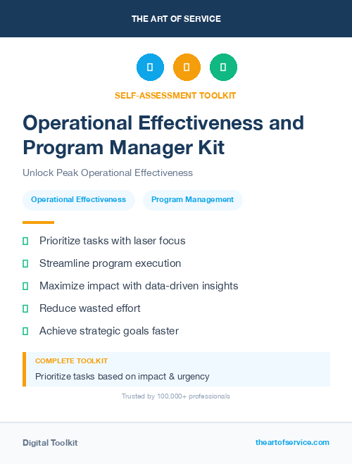 Operational Effectiveness and Program Manager Kit