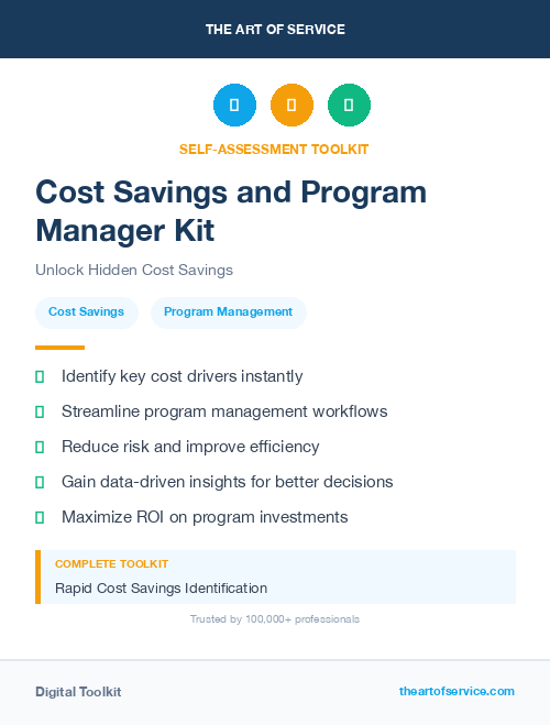 Cost Savings and Program Manager Kit