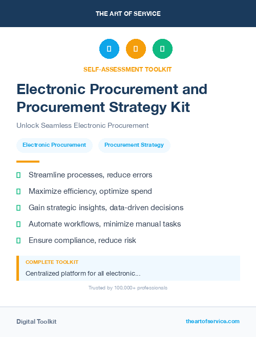 Electronic Procurement and Procurement Strategy Kit