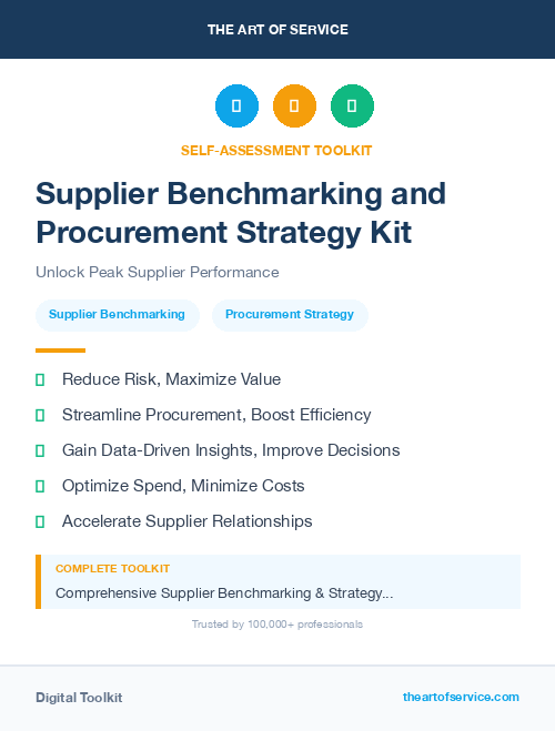 Supplier Benchmarking and Procurement Strategy Kit