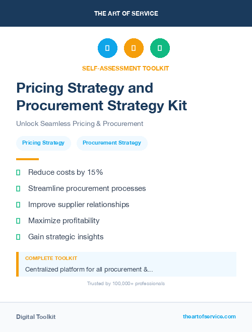 Pricing Strategy and Procurement Strategy Kit