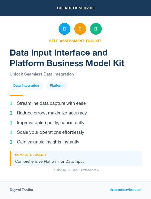Data Input Interface and Platform Business Model Kit