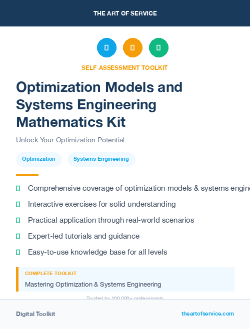 Optimization Models and Systems Engineering Mathematics Kit