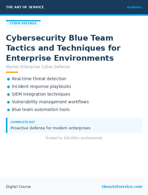 GEN6965 Cybersecurity Blue Team Tactics and Techniques for Enterprise Environments