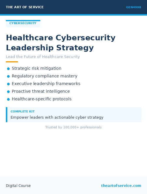 GEN4998 Healthcare Cybersecurity Leadership Strategy